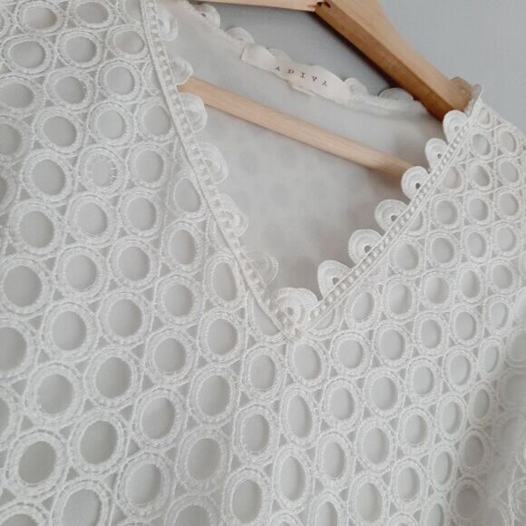 ADIVA / White Eyelet & Floral Lace Maxi Long Length Dress Sz 6 - Picture 8 of 16